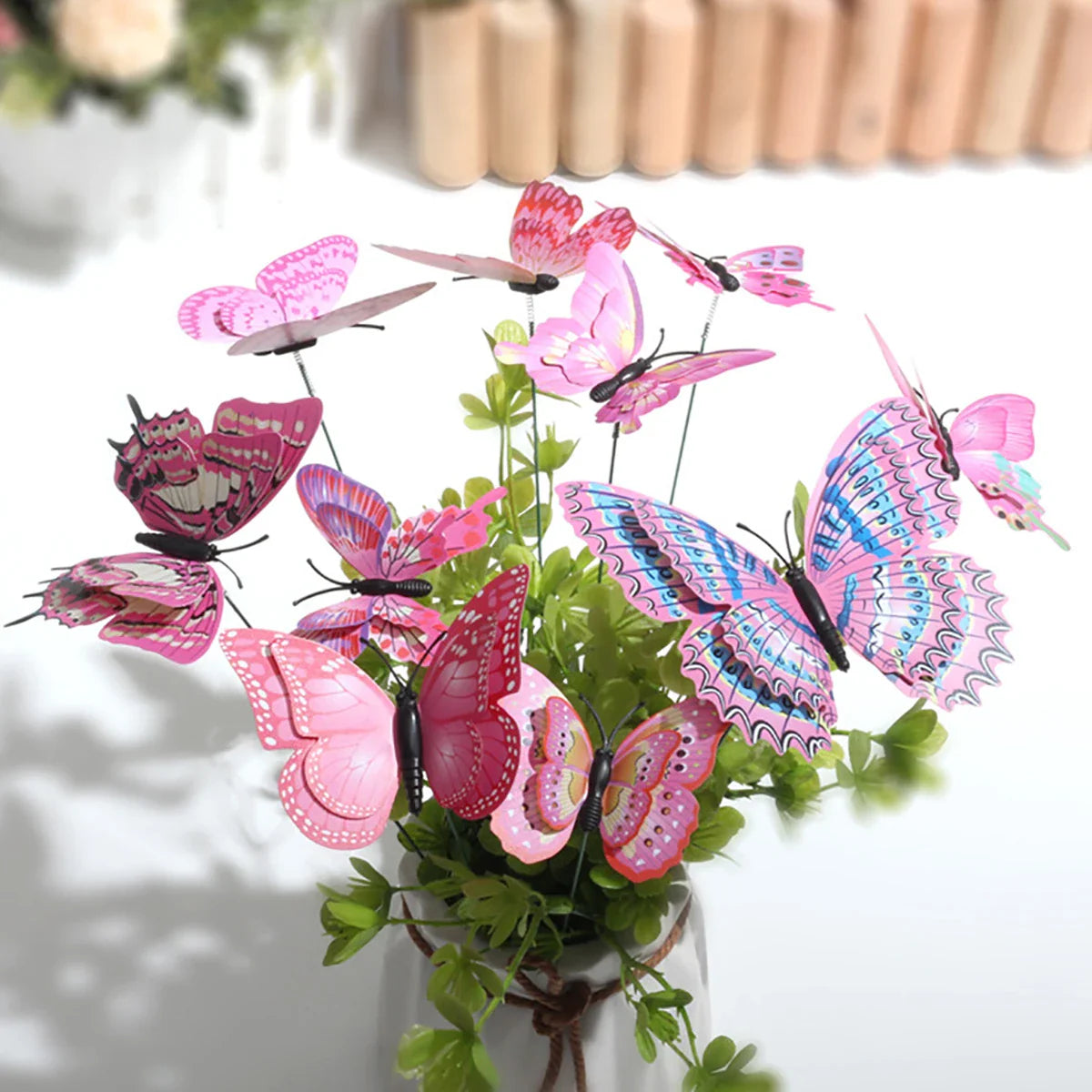 FloraViva Butterfly Garden Stakes | Set of 10 | Weatherproof & Colorful | For Flowerbeds, Flower Pots & Balcony