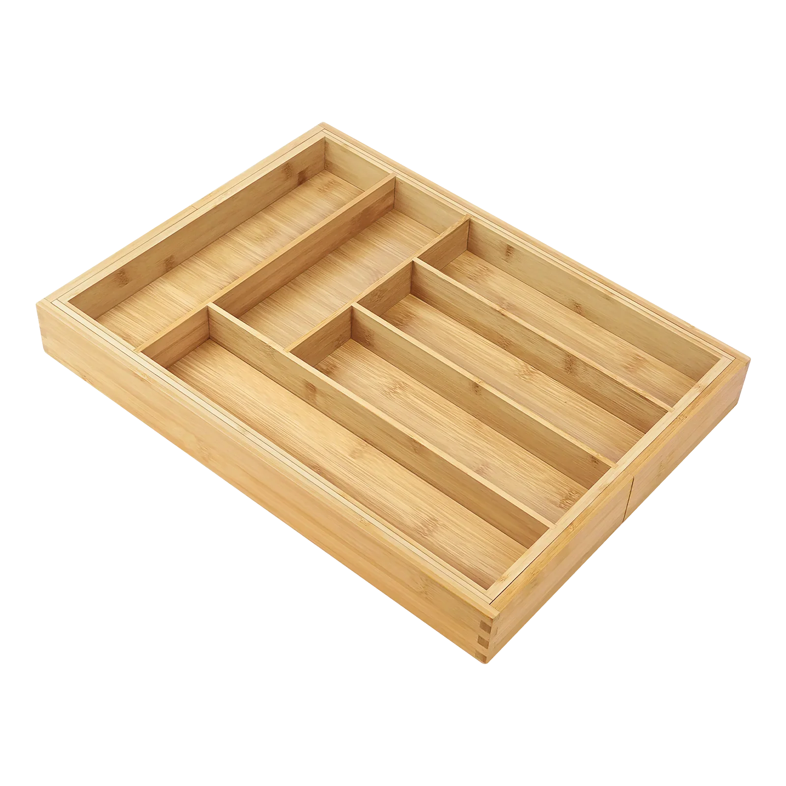 Bambusio Bamboo Cutlery Tray | Extensible 32–52 cm | 6–8 Compartments | Sustainable Drawer Organizer for Kitchen, Bathroom & Office