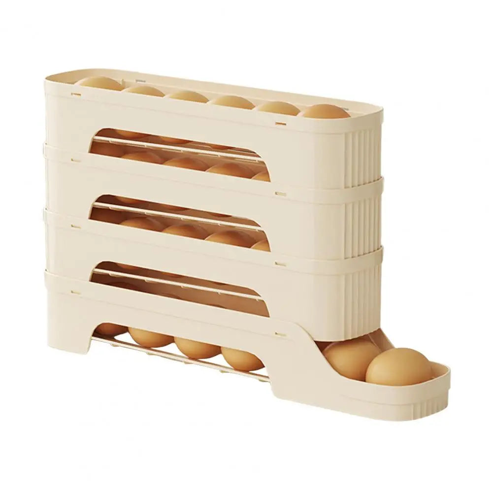Egg Box RolloMaxx | 4-Stack Egg Organizer | Space-Saving & Self-Rolling | Transparent Design