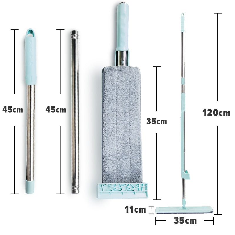 Floor Mop FlexiWisch EasyMop | With Pivot Wringer Function | 2 Washable Pads | Lightweight & Compact | Usable Without Bucket