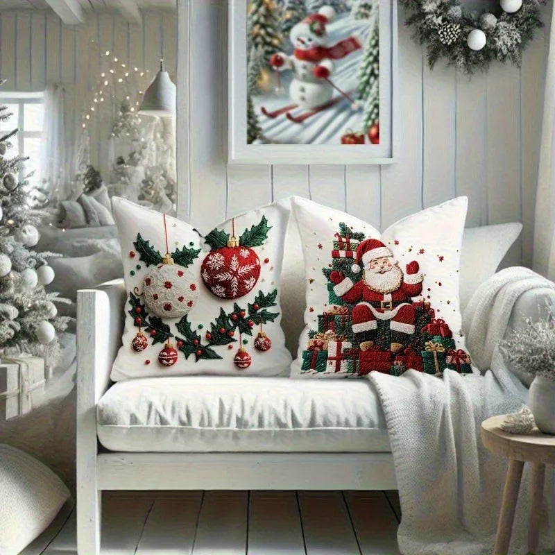 Frohnest | Christmas Pillowcase | Santa · Snowman · Christmas Tree · Baubles | Various Sizes | Festive Sofa Decor