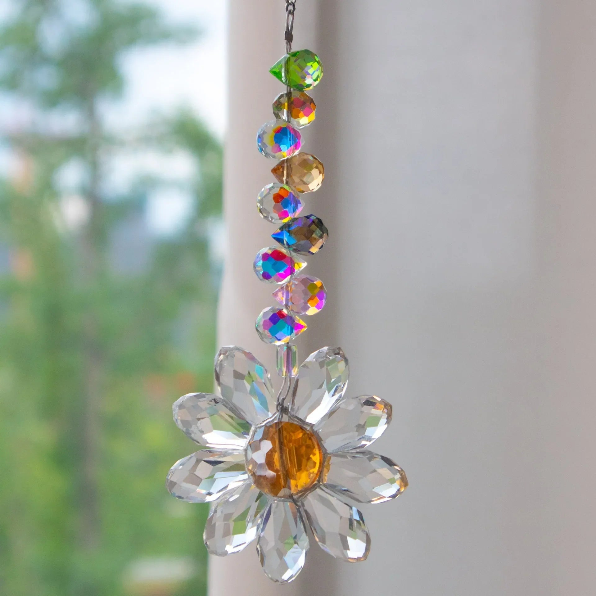 Crystal Suncatcher LumiMargarita | K9 Daisy Rainbow Catcher | Window & Garden Decoration | 32 cm | Gift Idea for Home