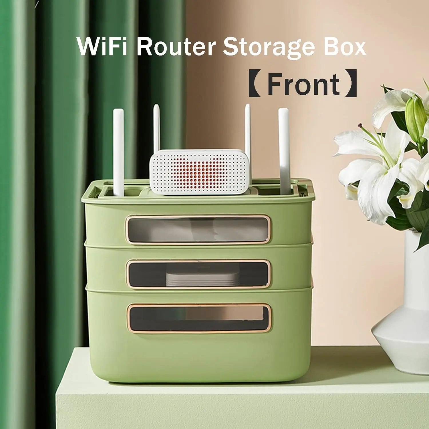 HideNet Wi-Fi Router Storage Box | With Cable Management & Socket Compartment | Transparent & Removable | 1–4 Levels Selectable