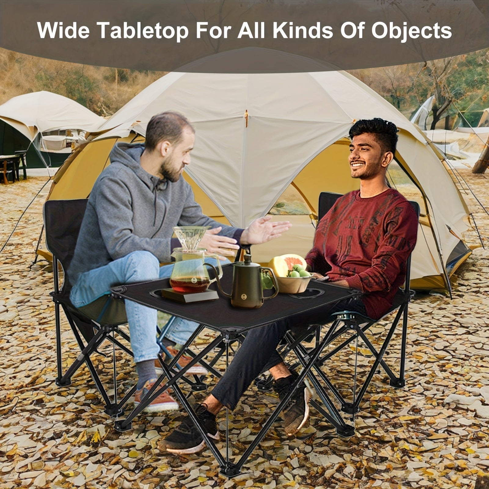 Foldable Garden Seating Set Campafleur | 2 Chairs & 1 Table | Floral Pattern | Portable & Weatherproof