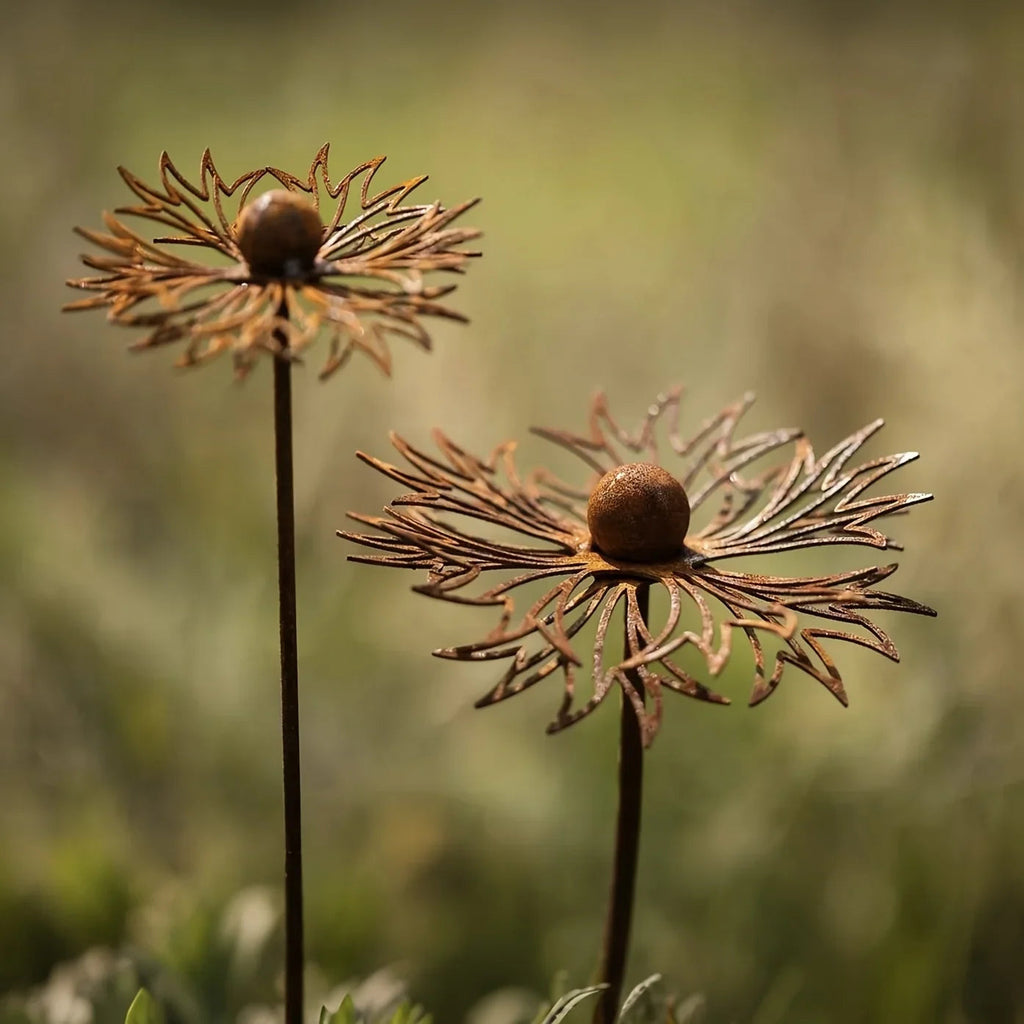 FLORUSTA Garden Stake Bluebonnet | Rust Look Metal | Rustic Garden Decoration