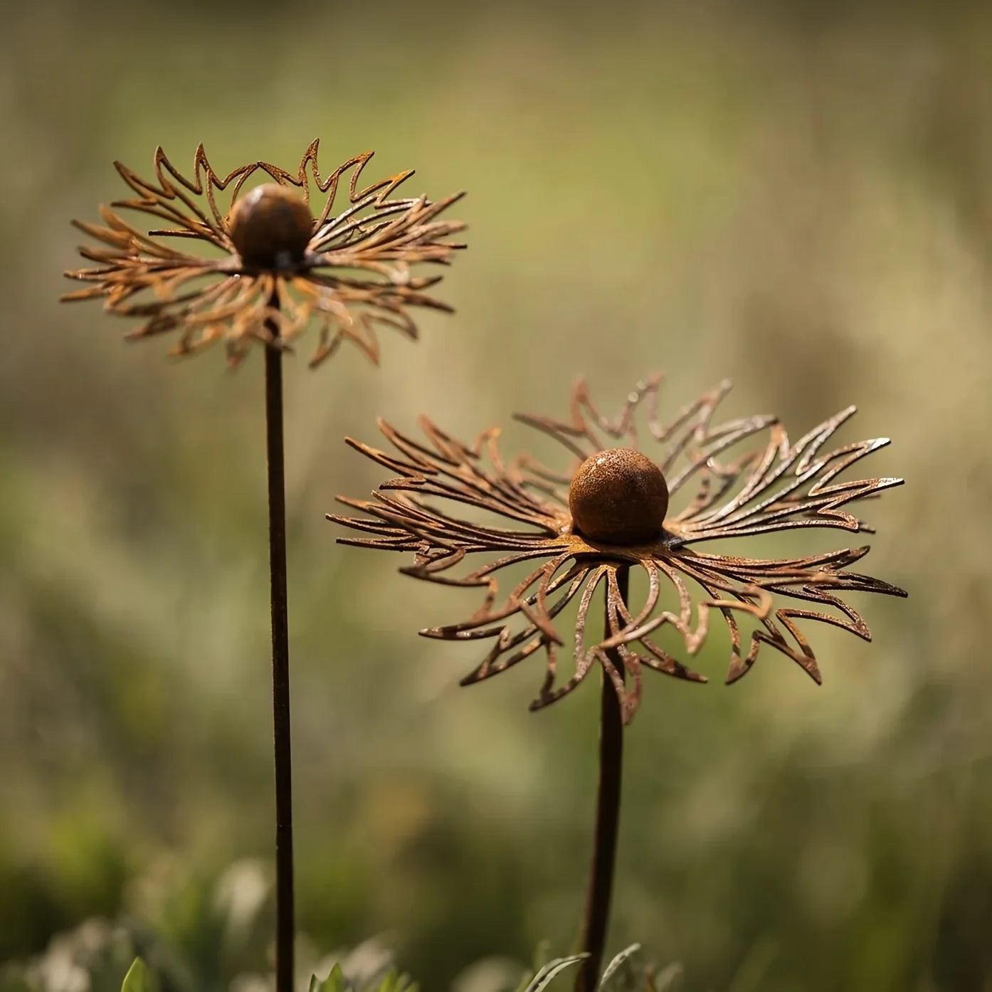 FLORUSTA Garden Stake Bluebonnet | Rust Look Metal | Rustic Garden Decoration