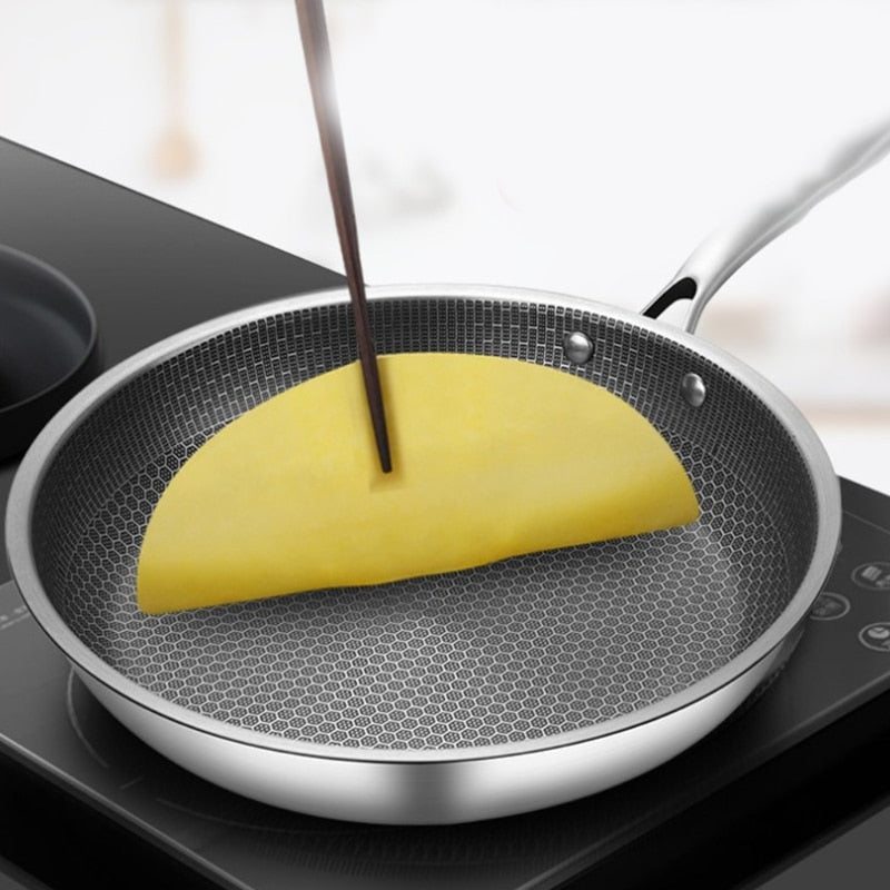 Chefverro Stainless Steel Non-Stick Frying Pan with Honeycomb Pattern | Suitable for All Cooker Types Including Induction | Scratch-Resistant & Dishwasher Safe
