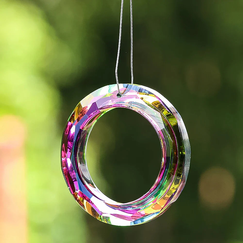 Crystal Suncatcher LumiRing 50 | Ø 50 cm | Glass Prism for Windows, Garden & Decoration | Rainbow Catcher for Light Effects
