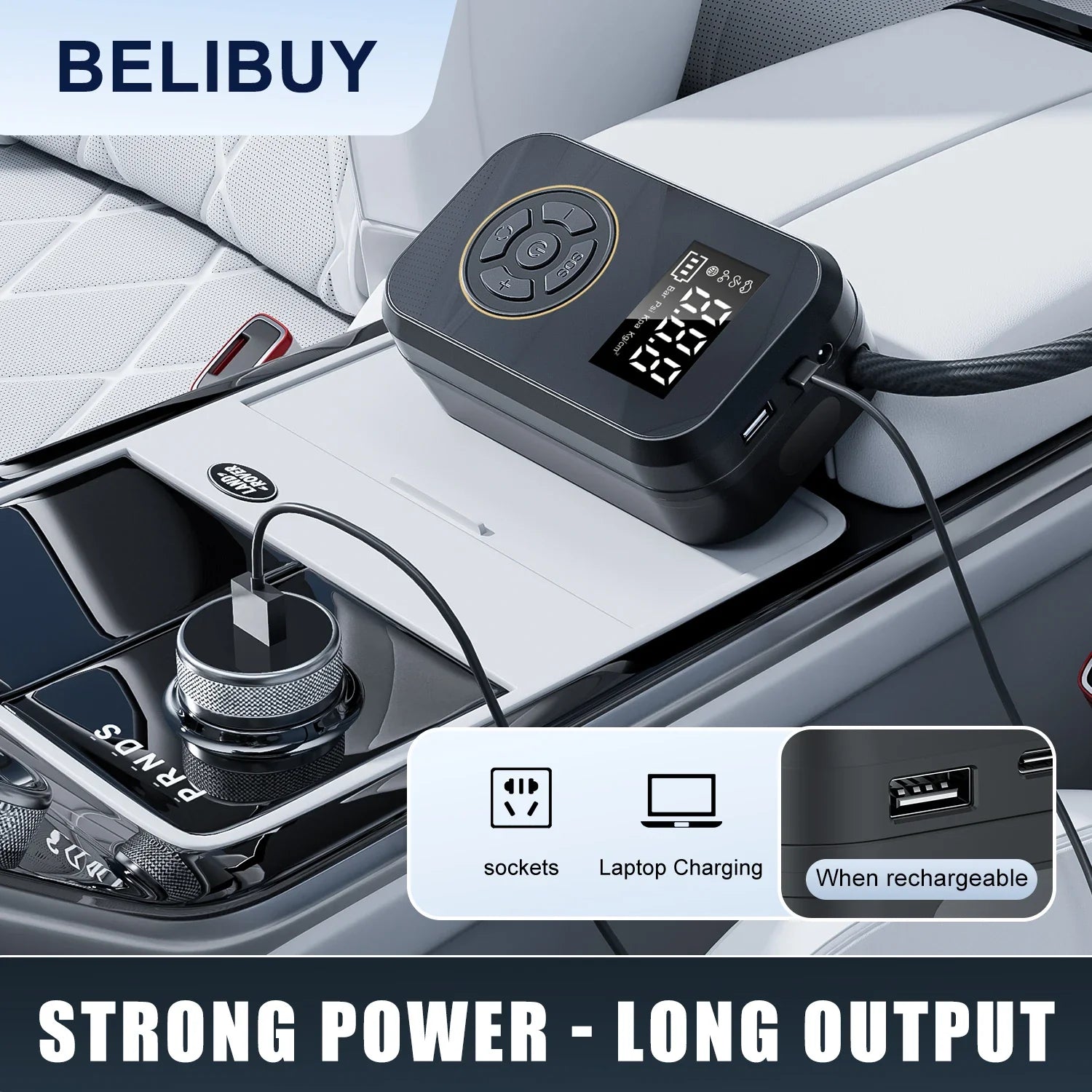 AirVolt Go Compressor | Wireless & Rechargeable | Tire Pressure & Power Bank in One | Compact & Portable