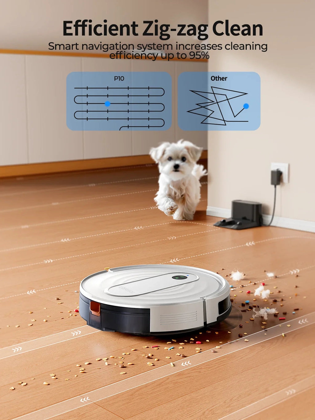 Cleanovo P10 Robot Vacuum Cleaner with Mopping Function | 4500Pa Powerful Suction | App Control & Gyroscope Navigation | For Carpets & Hard Floors