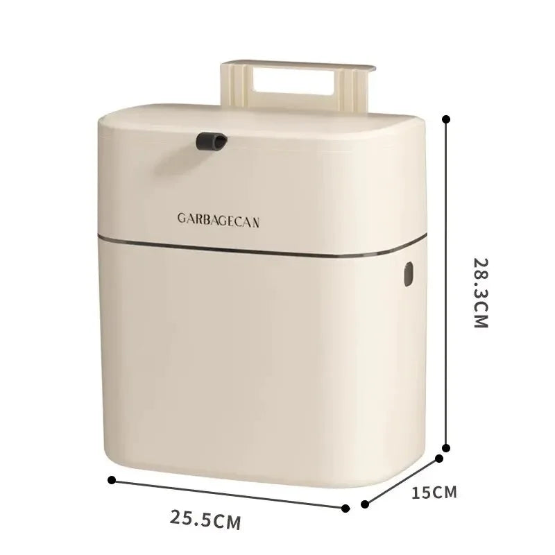 Hanging Trash Can CleanFold SquareBin | With Flip Lid & Large Capacity | For Bathroom, Kitchen & Toilet | 25.5 × 15 × 28.3 cm