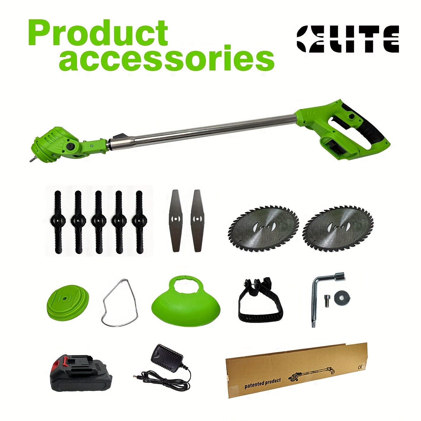 Cordless Grass Trimmer GrünKraft | Adjustable | Multiple Blade Attachments | Lightweight & Portable