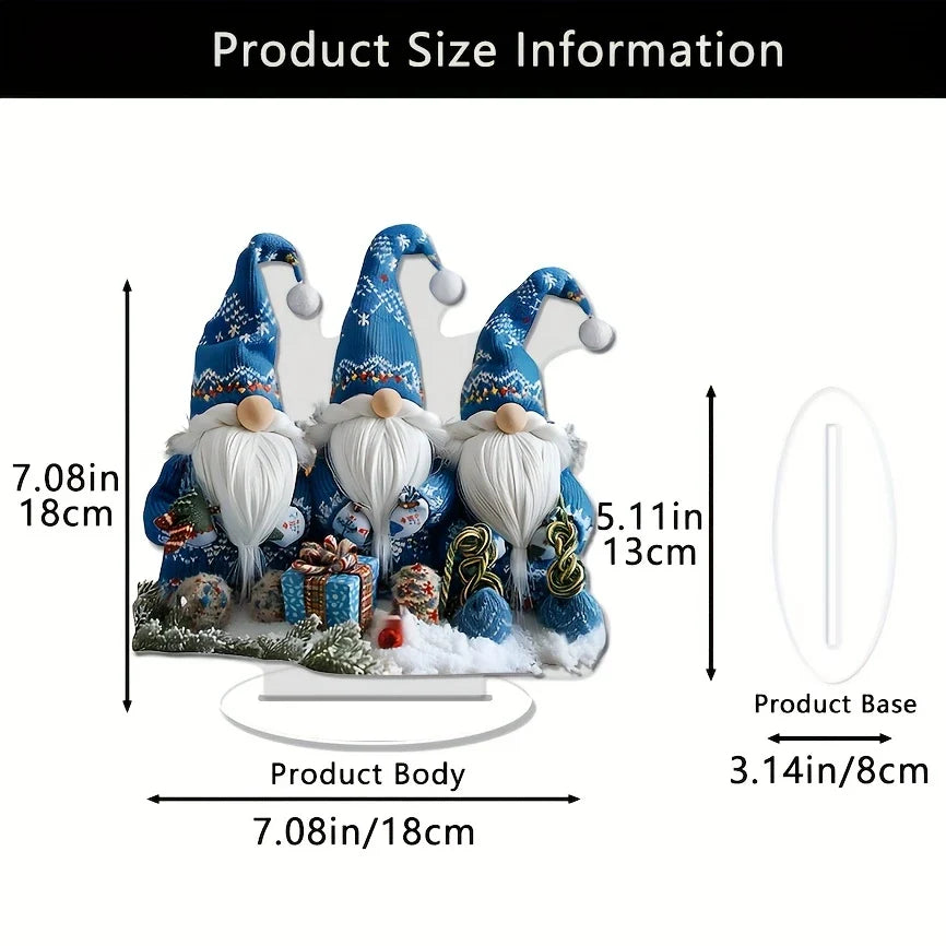 GlasNordic Christmas Gnome Decoration | Acrylic Table Figurine 18 cm | 3 Gnomes in Blue | Festive Decoration for Living Room, Kitchen & Office