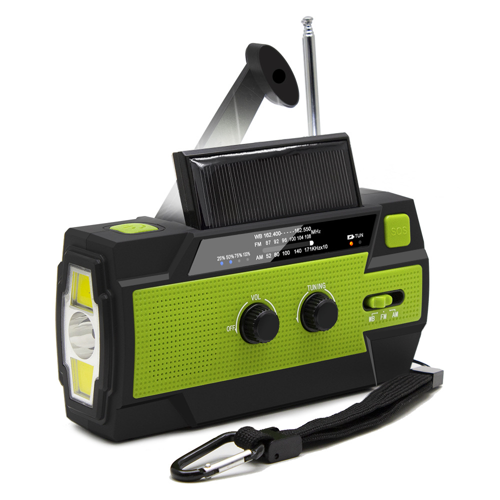 Notfallradio mit Solarbetrieb | Handkurbel & LED-Taschenlampe | USB-Ladefunktion