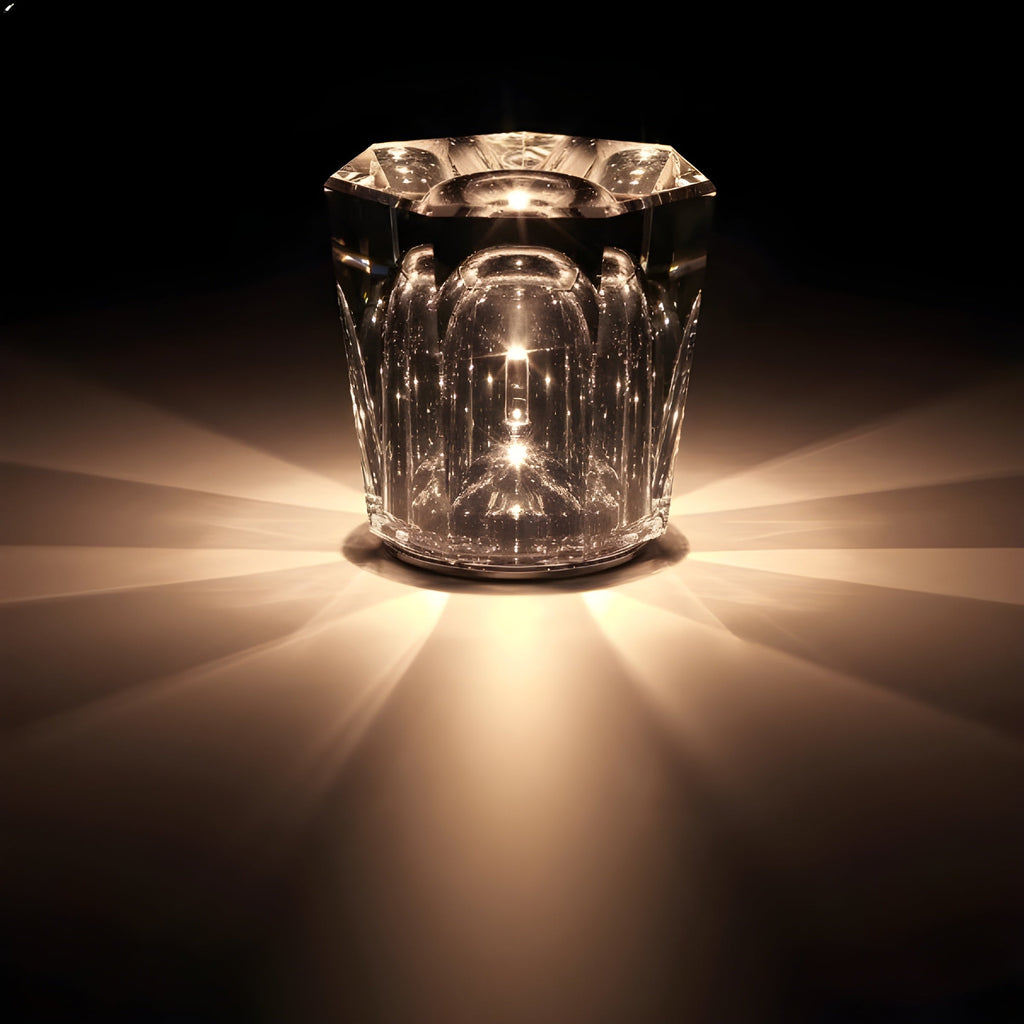 Crystal Table Lamp VÉLORIA | Diamond Optics & 360° Light Effects | Wireless & USB Rechargeable | Up to 12 Hours of Illumination