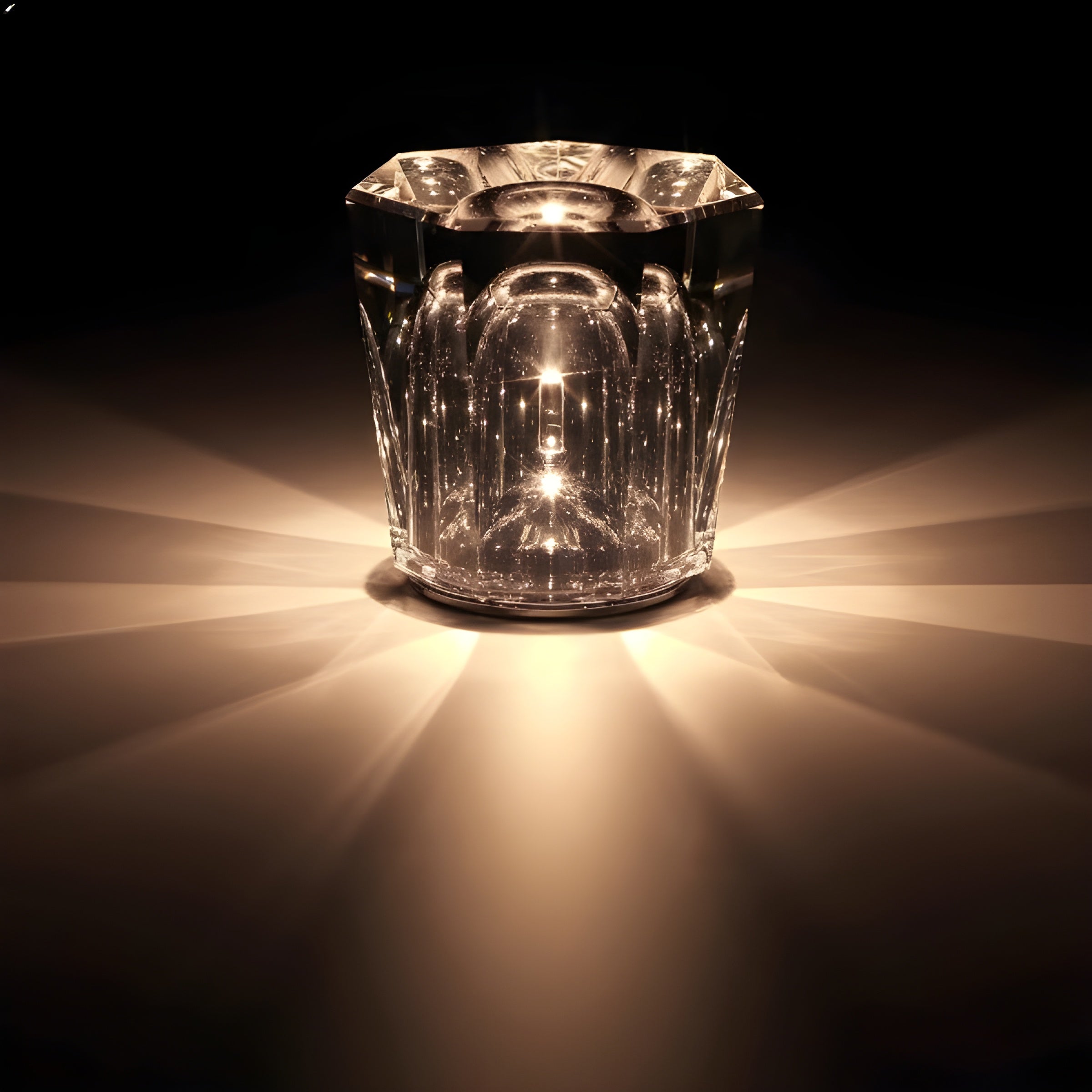 Crystal Table Lamp VÉLORIA | Diamond Optics & 360° Light Effects | Wireless & USB Rechargeable | Up to 12 Hours of Illumination
