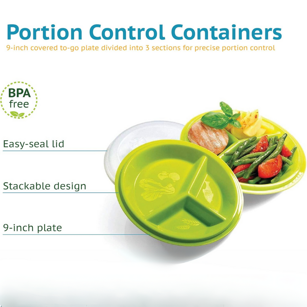 NutriPorta | Portionsteller für unterwegs | Fächerdesign | BPA-frei | Mikrowellen- und Spülmaschinengeeignet
