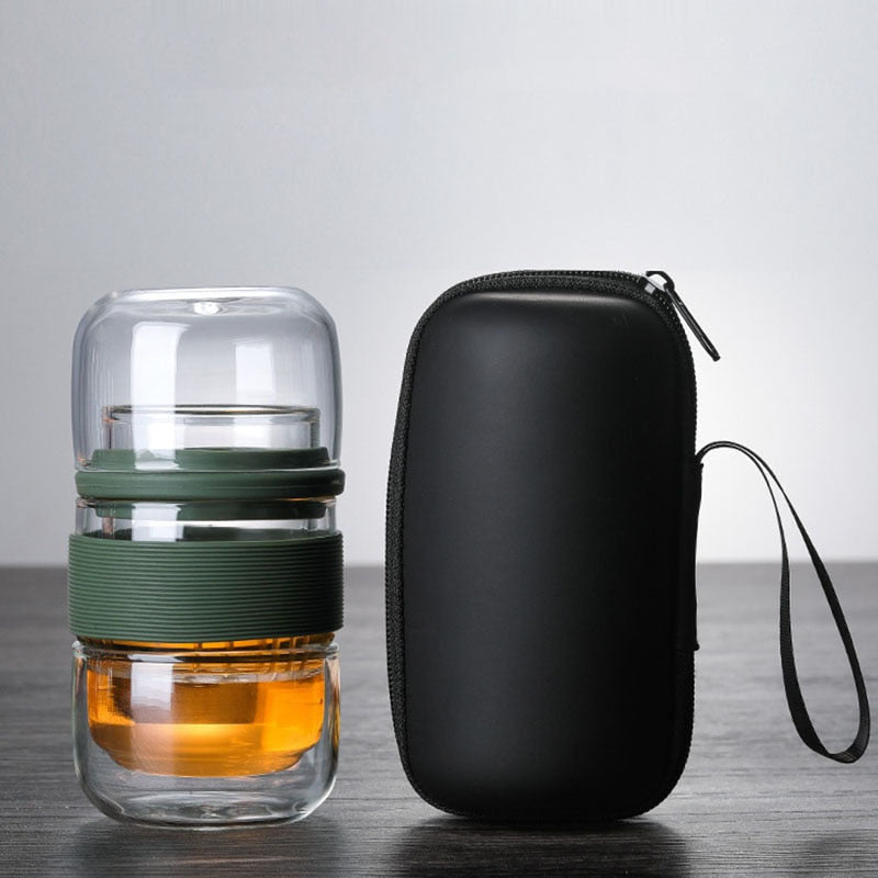 Teavera | Reise-Teekanne aus Borosilikatglas | 420 ml | Hitzebeständig | Mit Teesieb