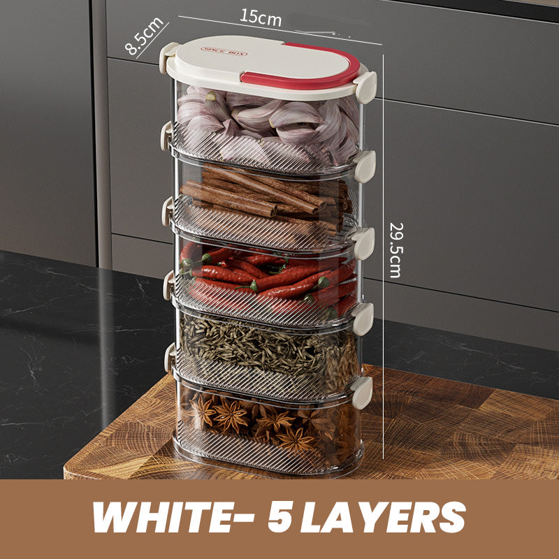 Gewürz-Aufbewahrungsbox mit Mehrfachfächern | Luftdichtes Design | Platzsparende Küchenorganisation