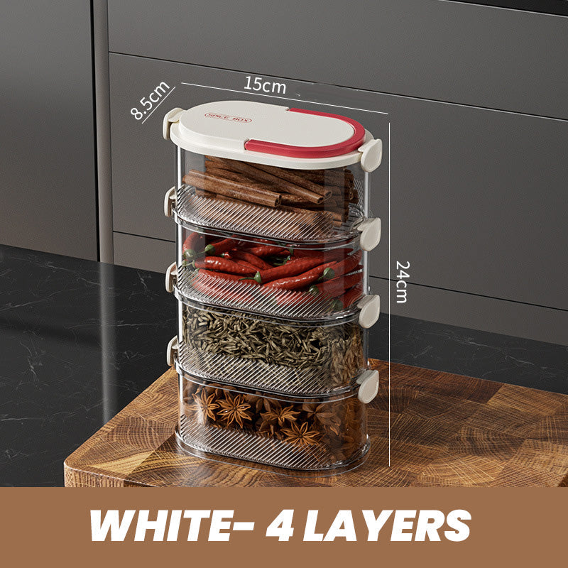 Gewürz-Aufbewahrungsbox mit Mehrfachfächern | Luftdichtes Design | Platzsparende Küchenorganisation