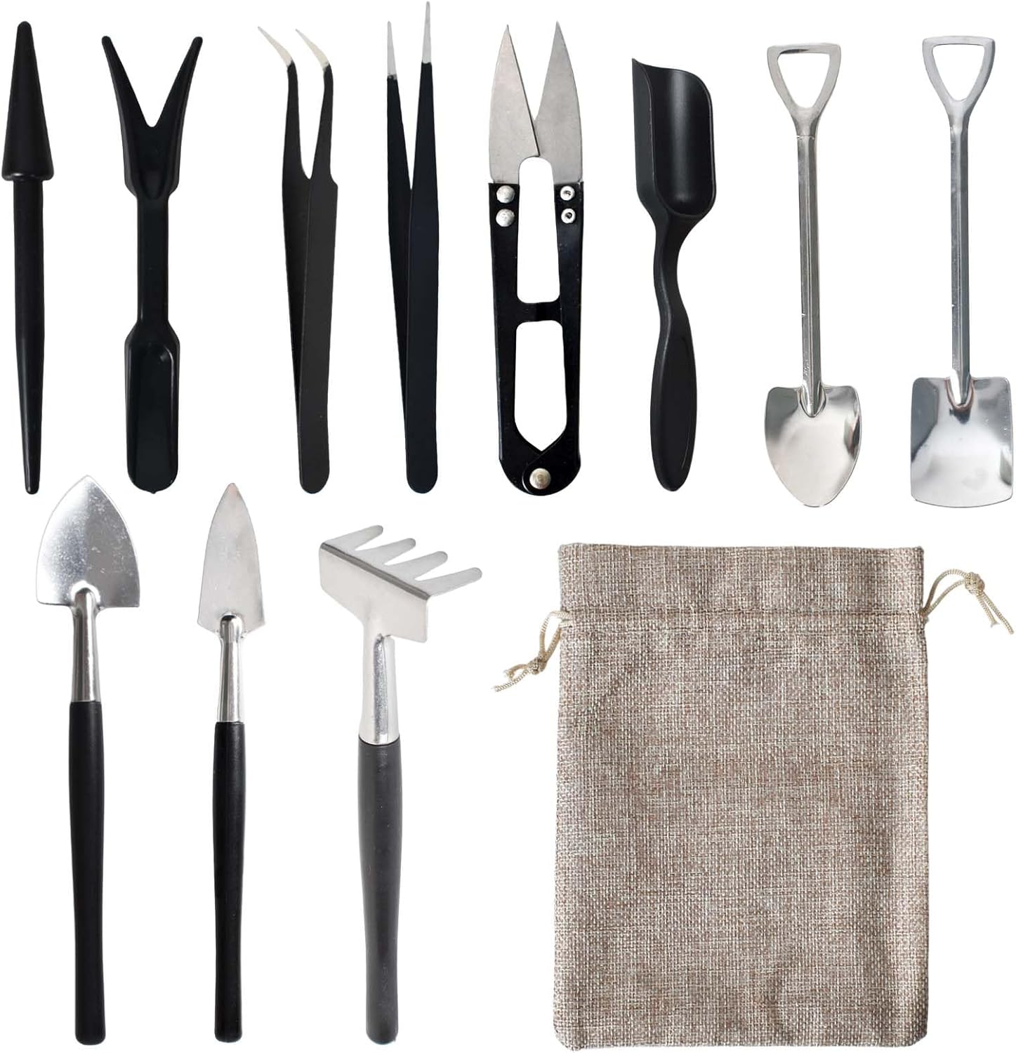 Florentra | Gartenwerkzeug-Set 12-teilig | Edelstahl-Werkzeuge | Aufbewahrungstasche | Für Zimmerpflanzen & Sukkulenten
