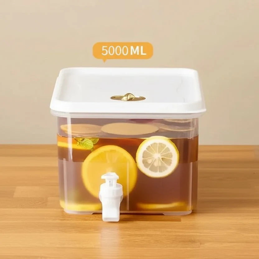 Aquavera | Getränkespender 5 L | Kaltgetränke Behälter mit Zapfhahn | Transparenter Wasserspender